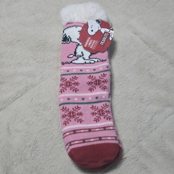 Snoopy Sherpa Lined Socks - One Size Fits Most Non-Slip - Picture 2 of 8